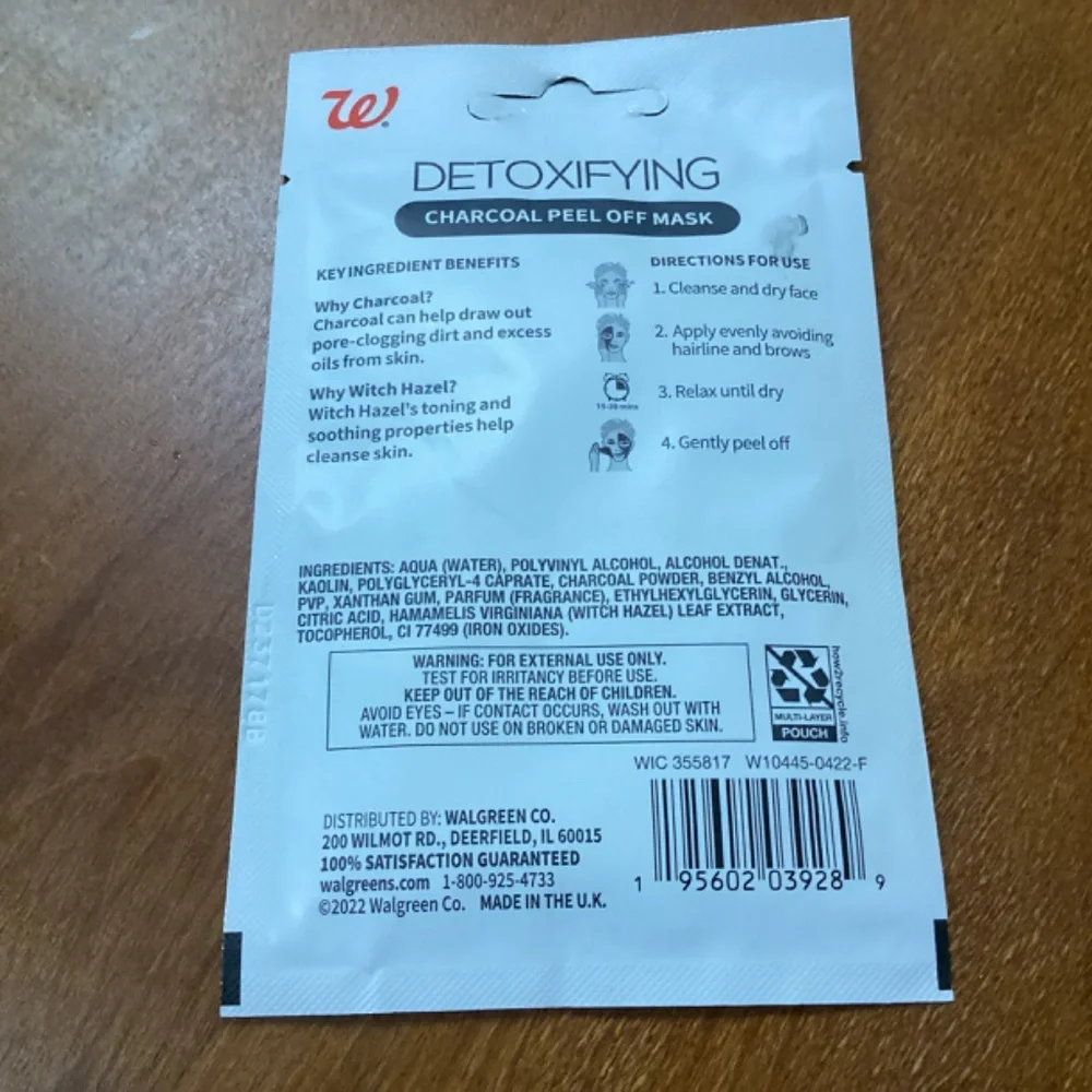 Walgreens Detoxifying Charcoal Peel Off Masks Bundle 14.7 ml 6 pack New